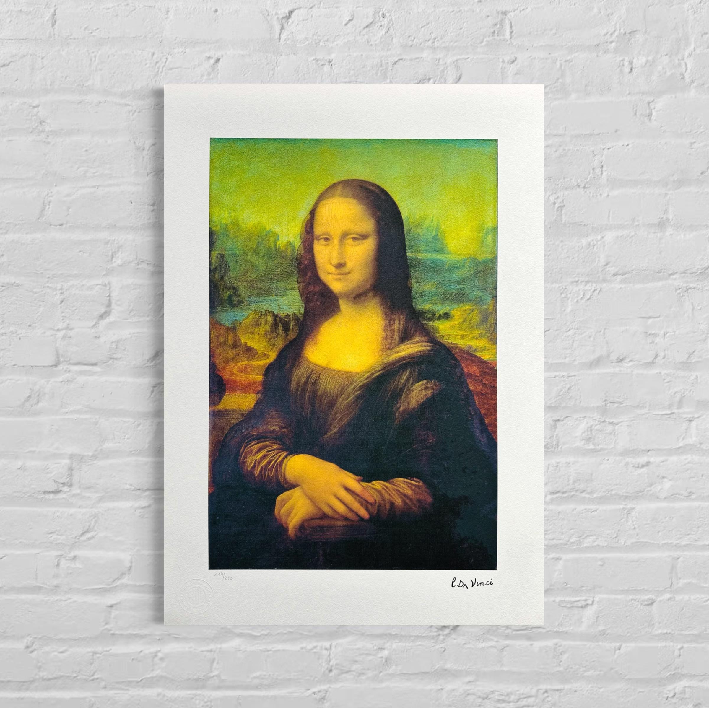 Genummerde editie LEONARDO DA VINCI "Mona Lisa" Gesigneerd - Certificaat - Limited lithografie - Italiaanse kunstenaar - after